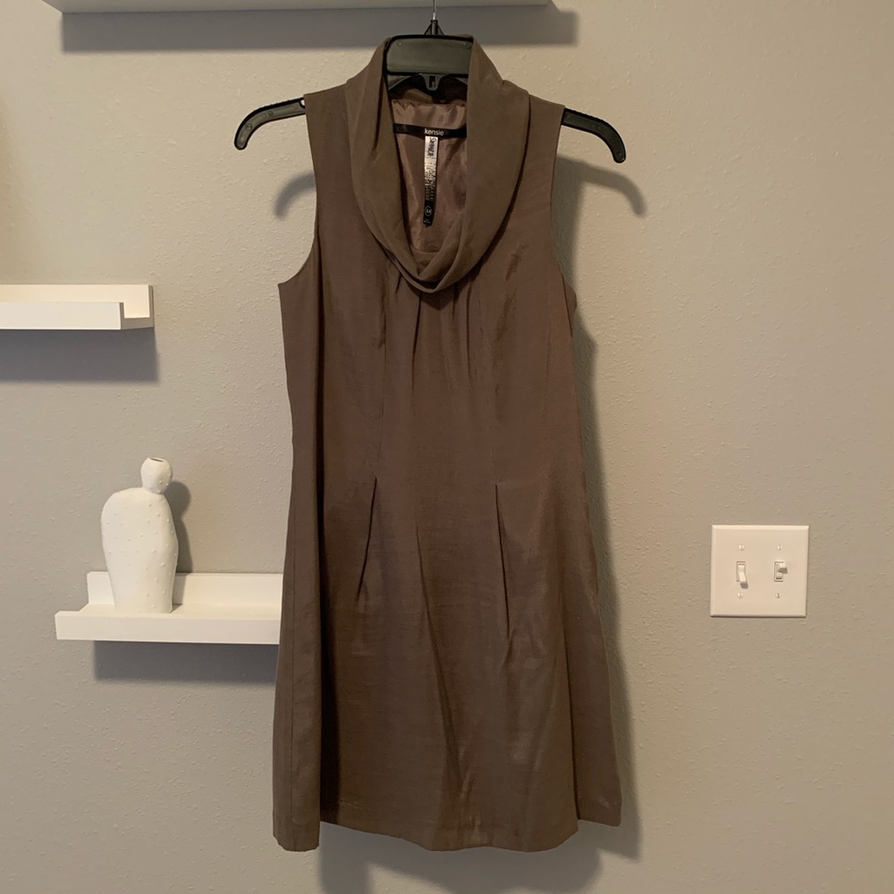 Cowl Dress, Woven, Size XS, Mushroom Color